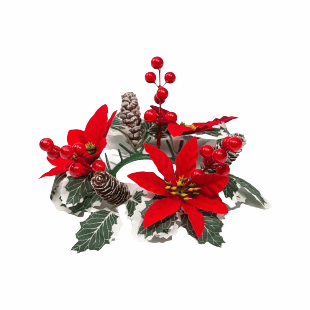Künstliche Blume Blumen Kranz Kerzenhalter Kiefer Kerzenständer Girlande Partydekoration