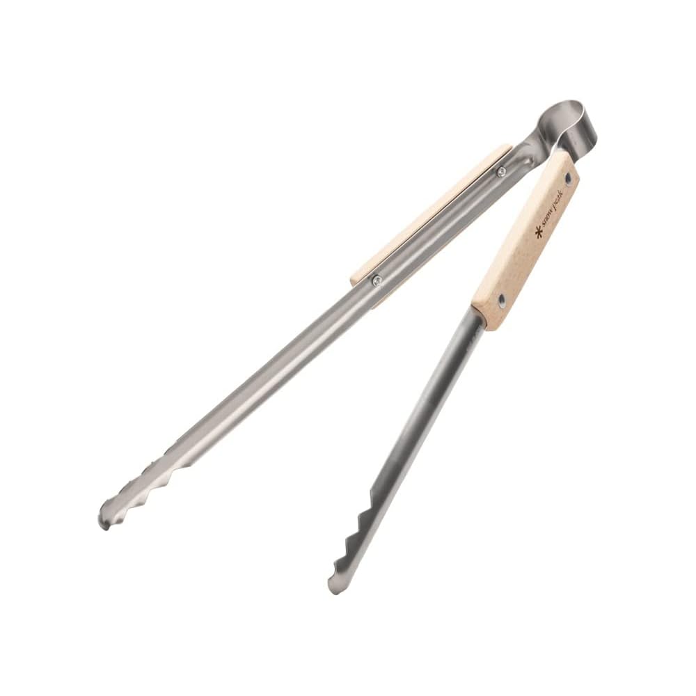 Snow Peak N-020 Fire Tongs Stainless Steel Grip Beech Wood Cooking Utensil
