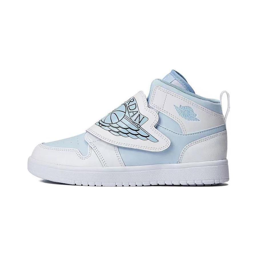 

New Jordan Air Jordan 1 Wear-Resistant High-Top Children s Basketball Shoes White Blue Children Aged 3-7 Years Old BQ7197-411 35