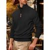 Men's Twill Jacquard Ribbed Half Zip Sweatshirt, Long Sleeve Stand Collar Sport Casual Trendy Pullover Hoodie for Autumn Winter