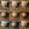 Mink Fluff Thread Knitted Small Ear Hat Newborn Photography Props Baby 100 Days Photo Studio Cute Photo Modeling