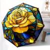 1pc Rose Window Auto Open/Close Umbrella, Portable Folding Umbrella for Travel, Themed Events, It Is Suitable As a Gift for Various Festivals, Outdoor