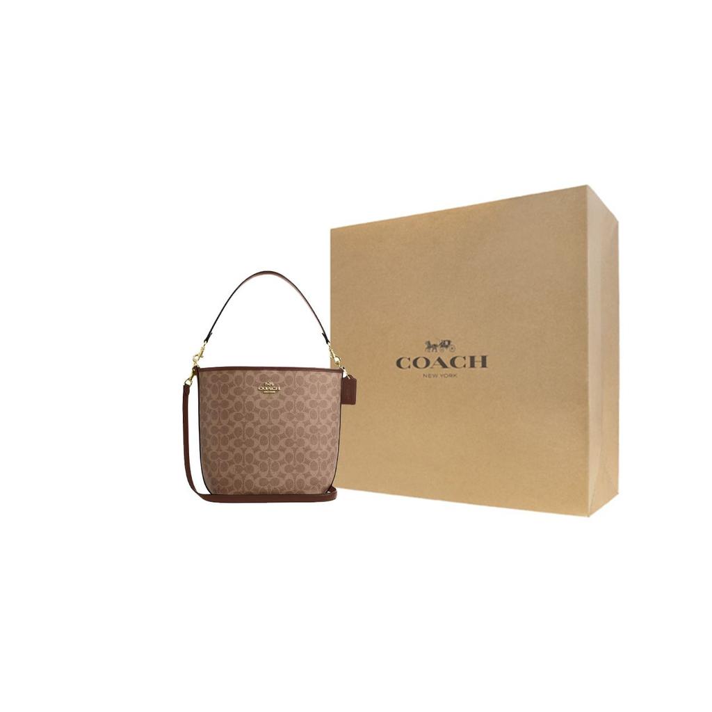 Coach City Bucket 35 Monogram Metal Logo Coated Canvas Bucket Bag Women bags Brown CT802-IMXHE