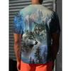 Wolf T-Shirt für Herren Tierdruck Kurzarm Oberteil 3D Lässig Street Herren T-Shirt Übergroßes T-Shirt Herren Vintage Kleidung Hemd