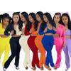 TW492 Stilvolles Dreiteiler-Set für Damen: Einfarbiges Sexy Cropped Lässiger Sportanzug