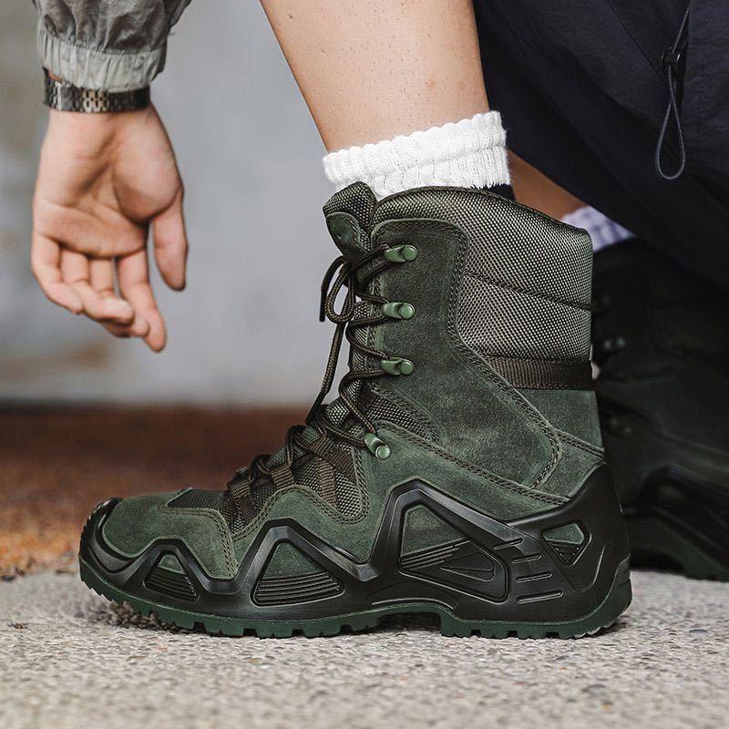 Men's Four-Season Hiking Combat Boots - Non-Slip, Water-Repellent Outdoor Shoes