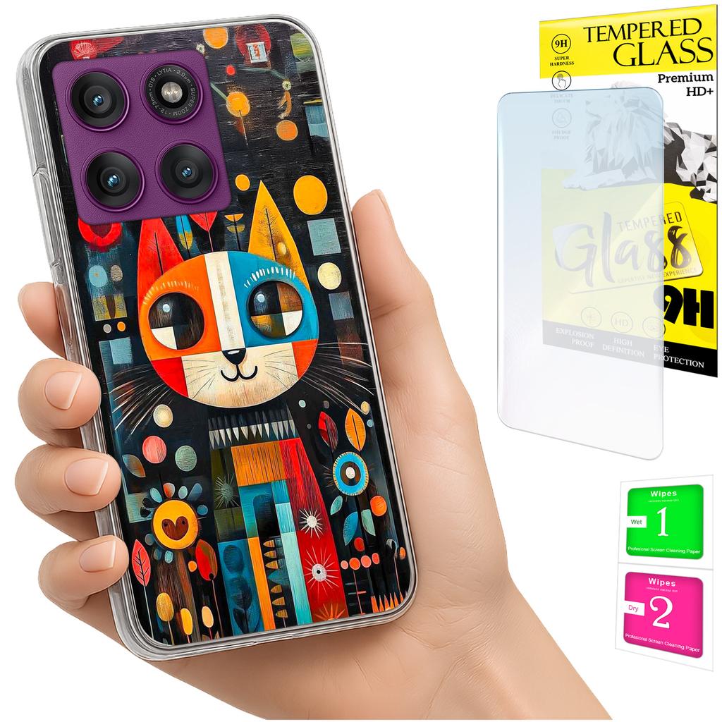 Etui Do Motorola Edge 60 Pro Obudowa Foto Case Plecki Kot + Szkło 9H