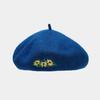 Women's Checked Beret Winter Floral Embroidery Street Fashion Hat Internet Celebrity Artist Xingjing BLM154