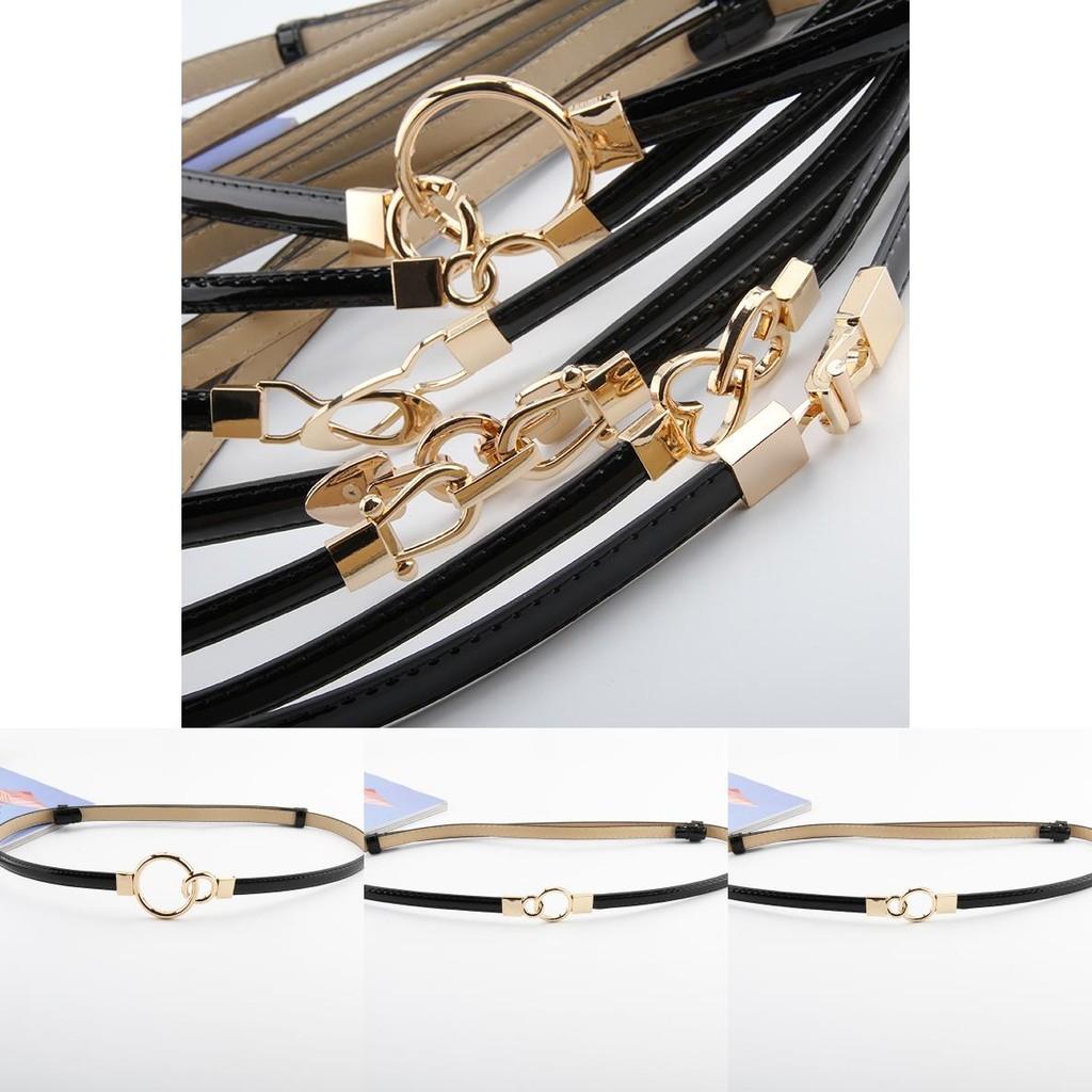 Simple Solid Color Ring Buckle Decoration Women Slim Waist Belt For Elegant Outfits