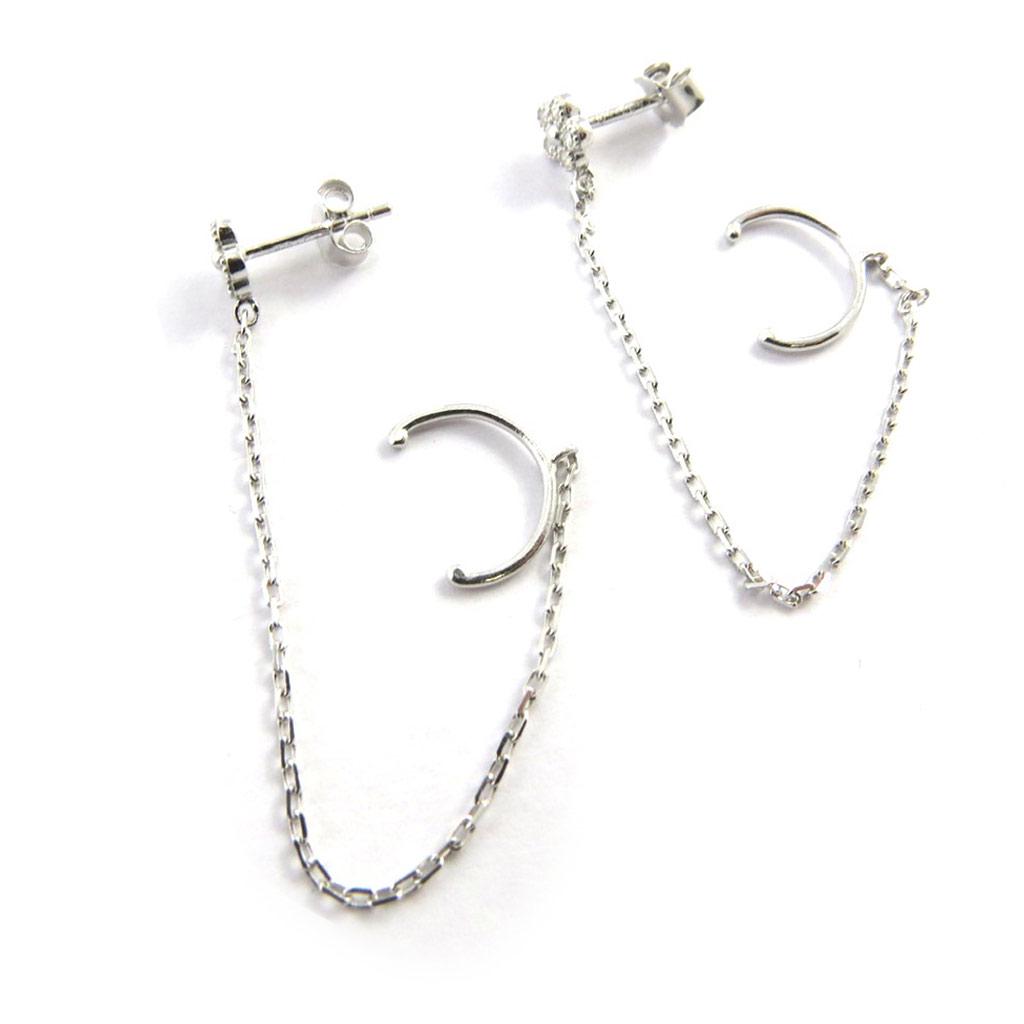 Les Trésors De Lily [M9930] - Ohrringe Ringe Ohren Silber 'Flora' weißsilber (rhodiniert) - 5 mm