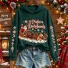 Women's Christmas Print Long Sleeve Round Neck Top for Holiday Casual Wear
