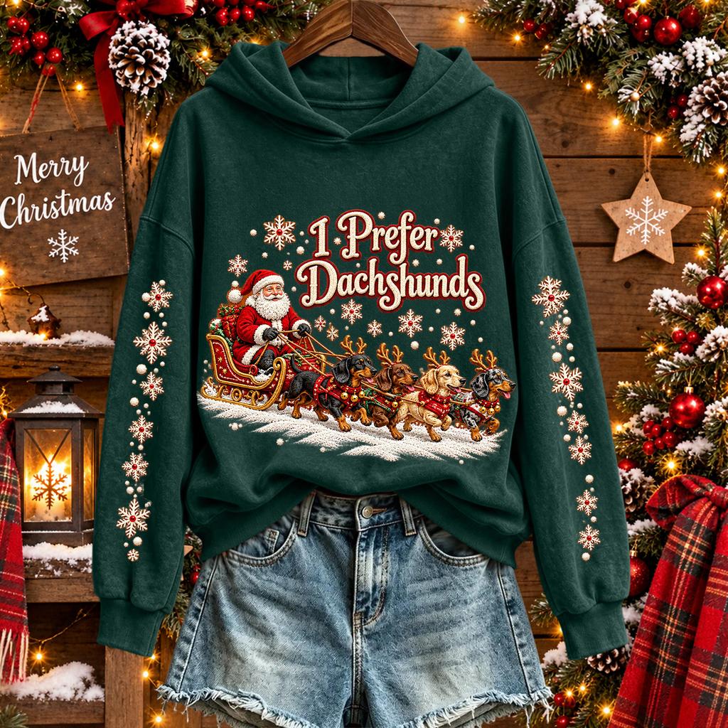 Women's Christmas Print Long Sleeve Round Neck Top for Holiday Casual Wear