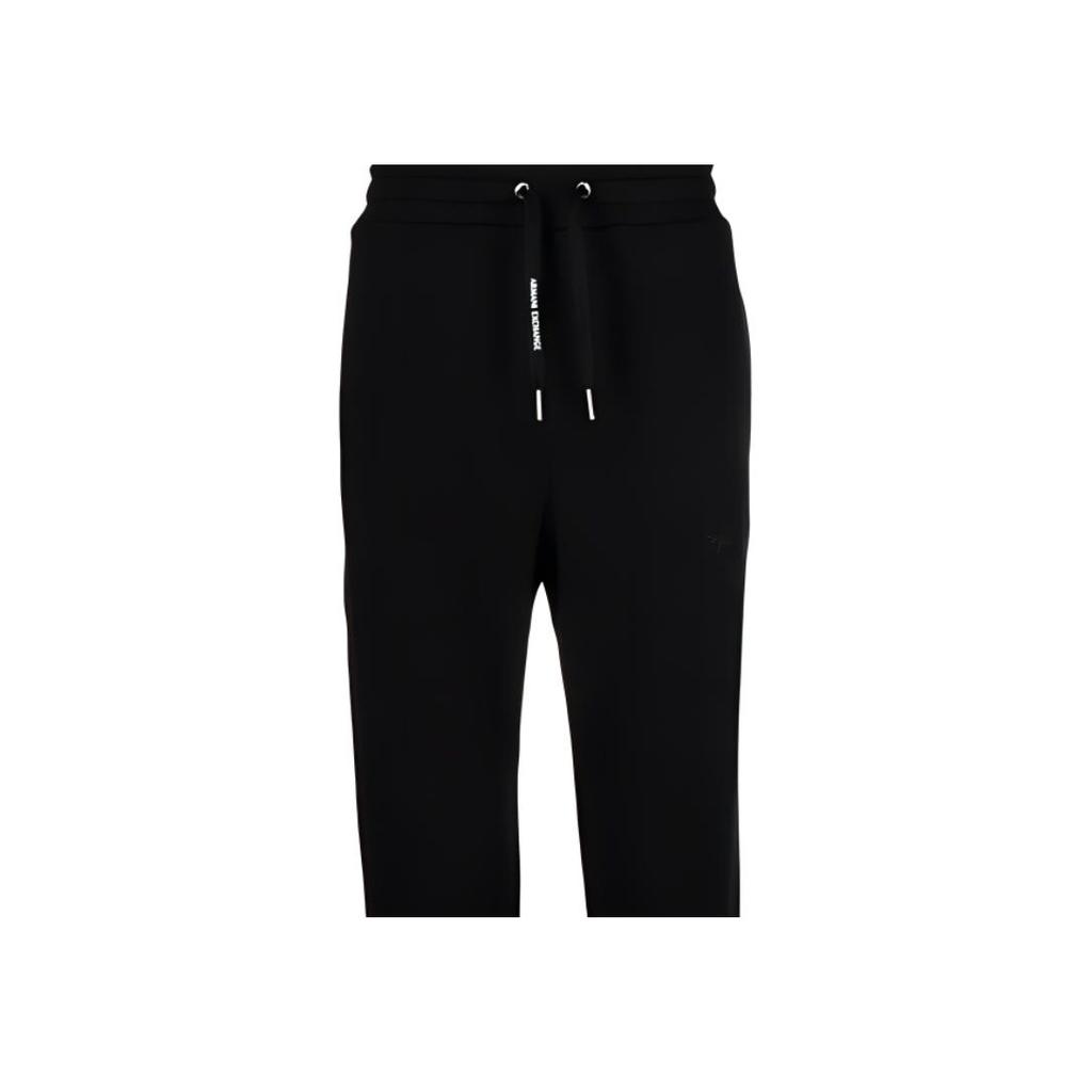 Armani Exchange SS23 Solid Color Letter Embroidery Tapered Knit Sports Pants Men Bottoms Black 3RZPAQ-ZJTDZ-11200