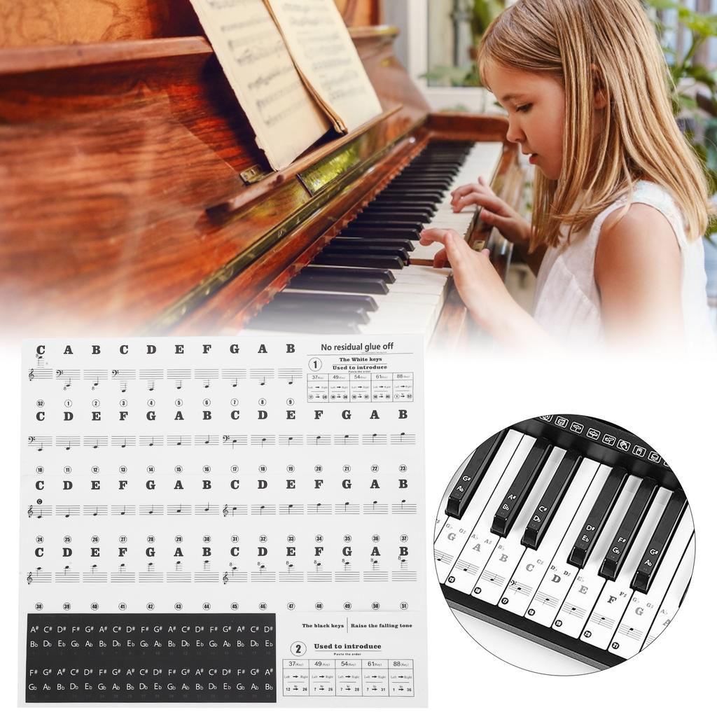 Piano Sticker Electronic Piano Removable Keyboard PVC Adhesive Staff Intonation Labels