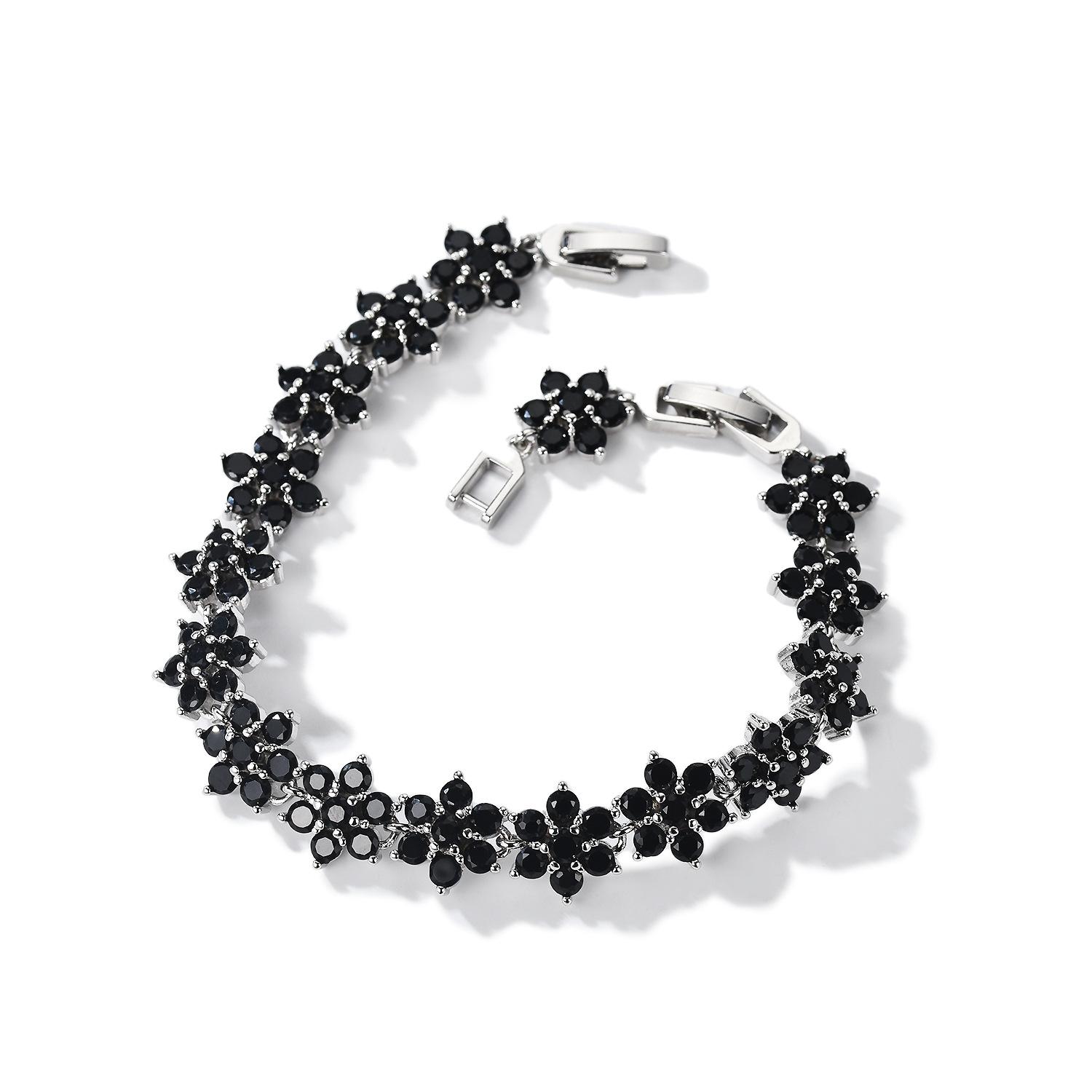 

Vintage Black Zircon Snowflake Full Diamond Bracelet Men S Hip-Hop Women S Same Couple Versatile Trend Platinum Jewelry