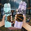 1PC Basketball Mom Sport Logo Print 750ml Color Plastic Sports Water Bottle Leakproof Flip Straw Lid Suitable for Sports Office Home Use