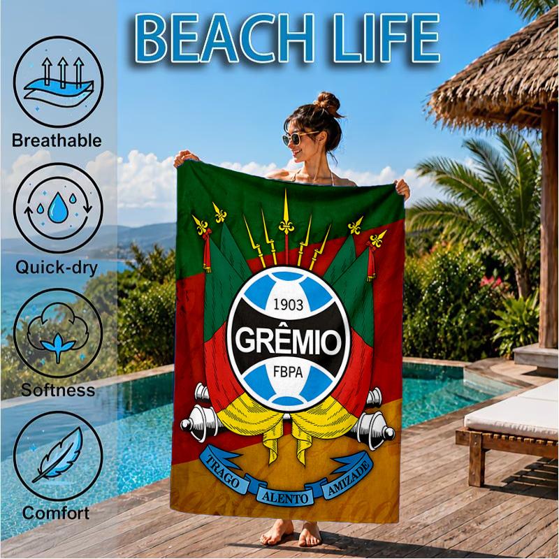 Fc 1903 Emblem Printed Microfiber Beach Towel, Soft And Absorbent, Quick-Dry, Ideal for Summer Travel, Beach Essential, Swimming Pool