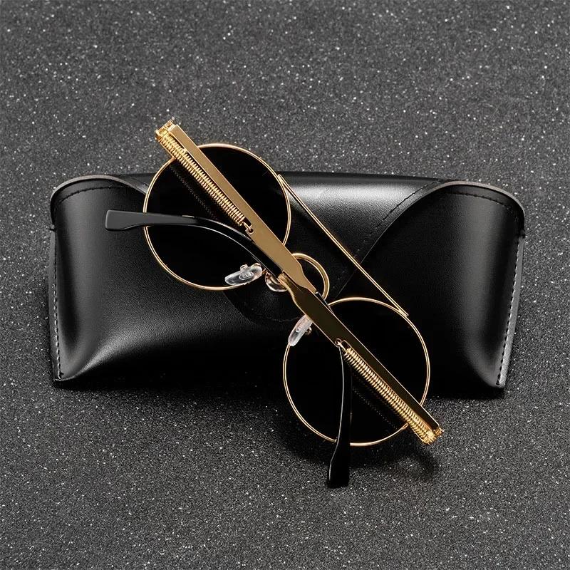 Round Steampunk Sunglasses Men Vintage Rimless Sun Glasses For Women Metal Punk Sun Glasses Elastic Temples Lentes
