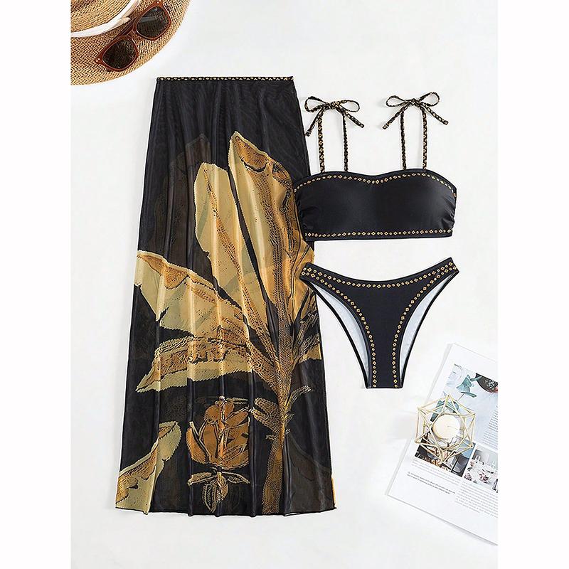 New Sexy Bikini Set Printed Biquini Women Swimwear Skirt Bathing Suit Women Summer Beachwear Dress