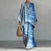 New round Neck Batwing Sleeve Print Set Bohemian Style Casual Loose Two Piece Set