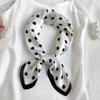 Women Lightweight Elegant Polka Dot Knotted Silk Small Square Scarf Summer Spring Elegant Neckerchief Satin Head Scarf
