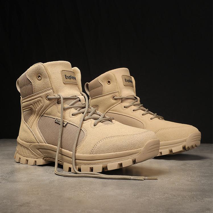 

Мужские ботинки Уличные ботинки для хайкинга Высокие ботинки-дезерты Противоскользящая износостойкая обувь для хайкинга для мужчин Водонепроницаемые замшевые кроссовки 46 песочный