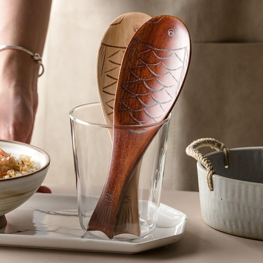Tableware Easy To Clean Natural Eco-friendly Wooden Spatula Serving Spoons Rice Paddle Rice Scooper