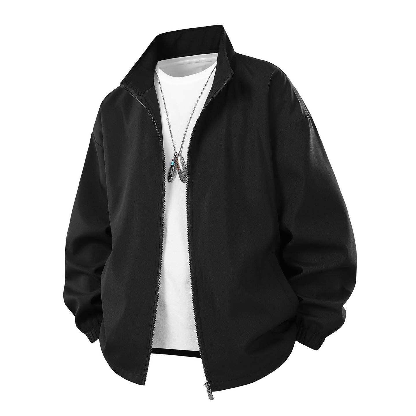 

Jacket Men s Spring and Autumn Clothes Casual Couple Baseball Jacket S чёрный