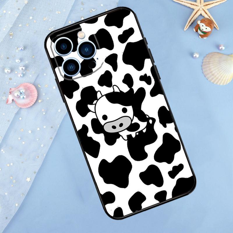 Cut Cow Case For iPhone 11 12 13 14 15 16 Pro Max Mini X XR XS Max 7 8 Plus Soft Back Cover