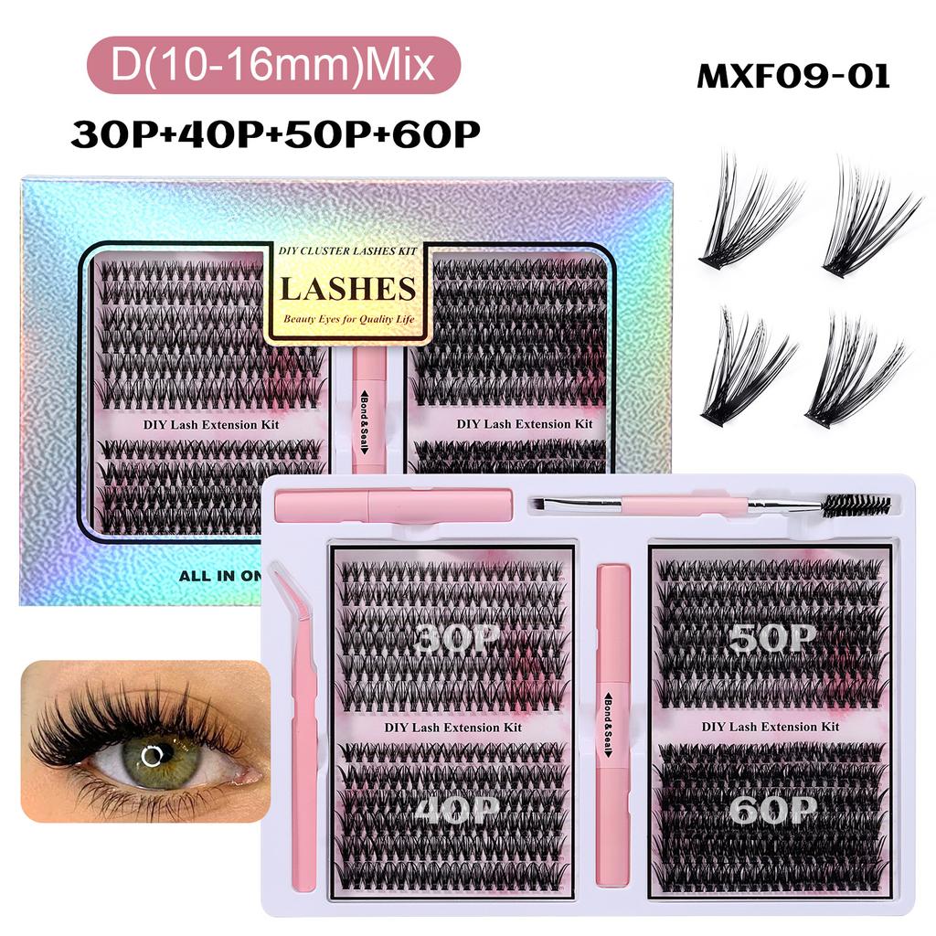 Segmented Eyelash Set, Thick False Eyelashes Three-Dimensional Diy Hot Melt Multi-Hair Grafted Eyelashes Fd Set