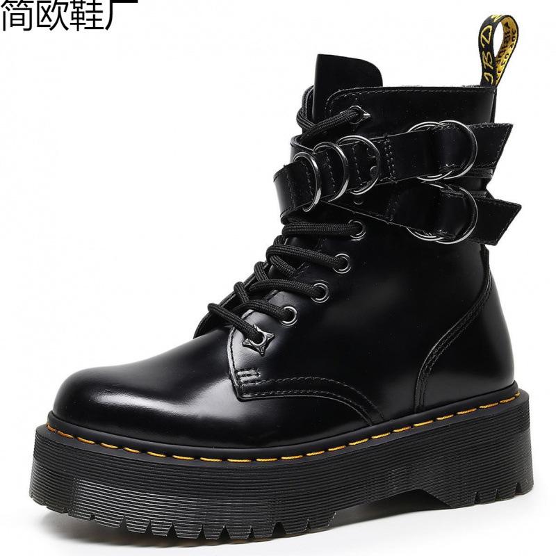 

Lychee pattern tooling boots women s head layer soft cowhide couple short boots British leather locomotive boots round head trend 45