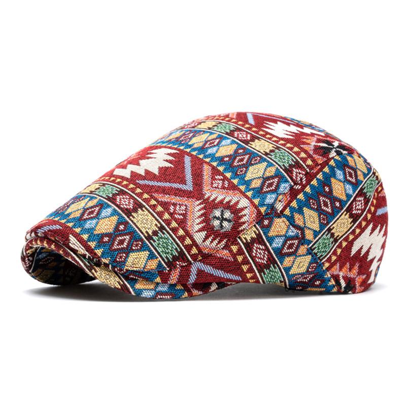 2026 Autumn And Winter Polyester Print Sboy Caps Flat Peaked Cap Men And Women Painter Beret Hats 154
