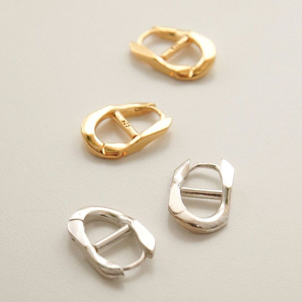 J.Lauren Chandal One-Touch Curve Gold Silver Earrings M03792 [32200970]