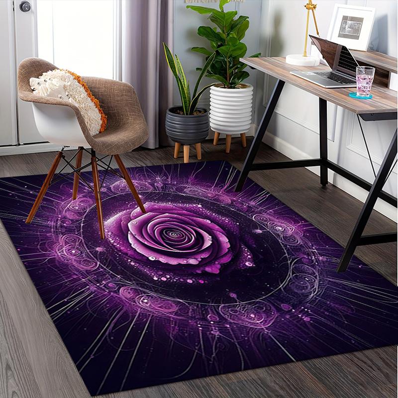 Purple Rose Chair Mat: Office Carpet, Oversized Rug for Home Decor, Sofa Cover, Gift for Any Room