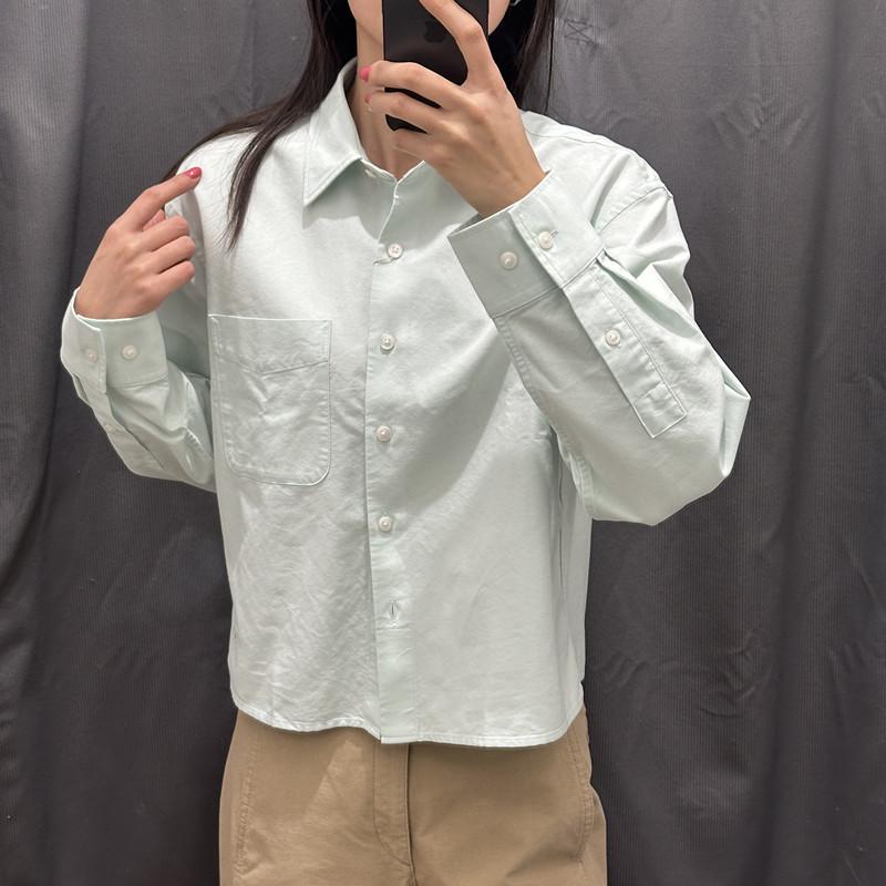 Spring 2026 Women's Oxford Boxy Shirt / Long Sleeve Casual Jacket 484928