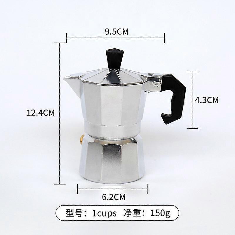 50ml Iconic Espresso Maker - Makes Real Italian Coffee, Italian Moka Pot, Silver Coffee Pot for Rich Espresso Brewing