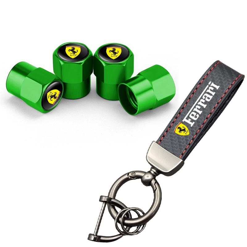 Car Tire Wheel Valve Caps Cover Suede Car Keychain Keyring for Ferrari F430 Stradale Roma 488 Spider SF90 Portofino F8 Superfast HS9