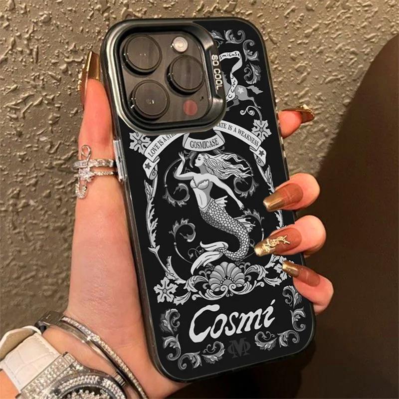 Retro European Cupid Mermaid Phone Case For  14 Cases Mi 13 12 11 Lite 13T 12T Poco M6 X6 X5 F5 Pro Laser Shockproof Cover