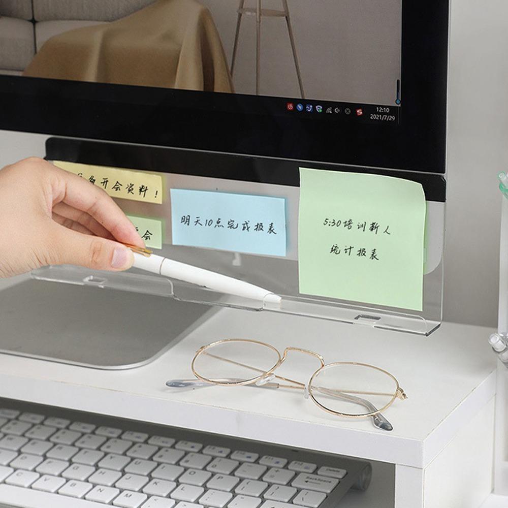 2Pcs Acrylic Monitors Bottom Memo Board Transparent Acrylic Monitor Memo Board  Mobile Phone Pen