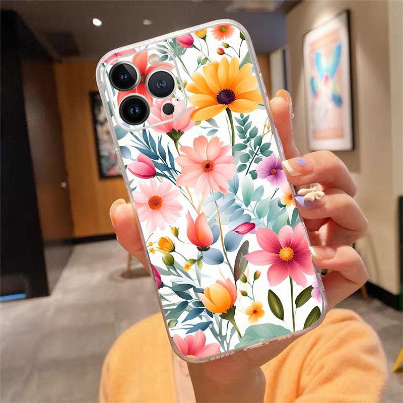 Flower Aesthetic Phone Case For Iphone 15 14 Pro Max 13 12 11 Pro Max XSMax XR 12 13 Mini 14 Plus