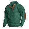Herren Pullover Outdoor Casual Geknöpft Stehkragen Langarm Pit Strip Cord Sweatshirt Herbst Winter Mode