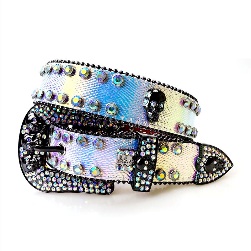 Punk Rock Rhinestone Western Belts Fashion Luxury Studded Belts Strap Diamond Bling Belts Cowgirl Cowboy Belt for Goth Jeans