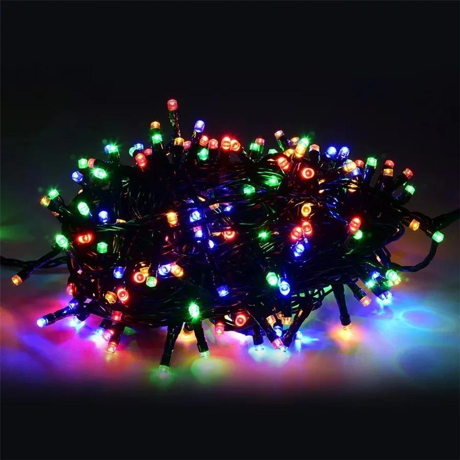LED Black Wire String Lights Outdoor Festoon Fairy Lights Timer Memory Function Holiday Lighting Wedding Christmas Decoration