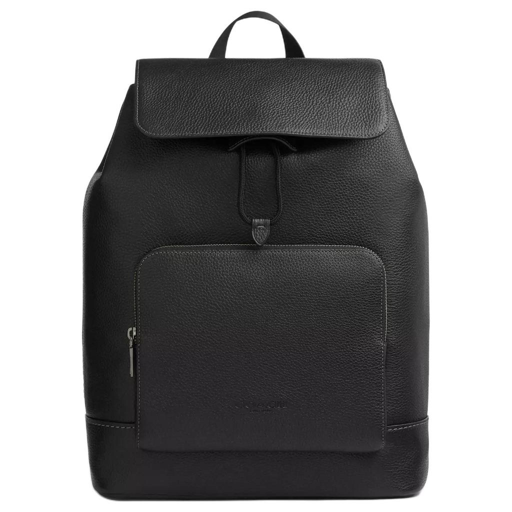 Coach Turner 30 Adjustable Shoulder Strap Drawstring Magnetic Buckle Pebbled Leather Backpack Large Unisex backpack Black CCQ48-QBBK