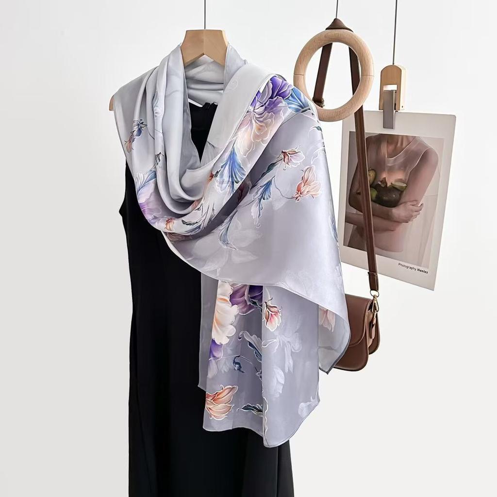 175*55Cm Luxury Scarf Silk Bandana Women Scarves Wrap Mulberry Fashion Headband Hijab Shawls Foulard Headkerchief