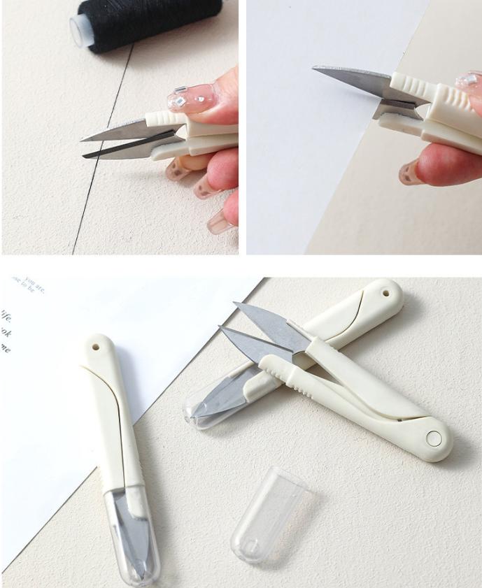 3pc U Shape Thread Snips Set with Protective Caps Household Sewing Scissors for Precise Thread Cutting and Fabric Trimming