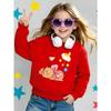 Kids Crewneck Long Sleeve Sweatshirt,Cute Cartoon Bear with Bow, Moon & Cloud Graphic Print