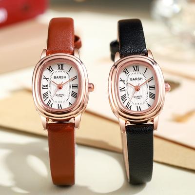 Women' Watches Oval Dial Quartz Wristwatch Leather Strap Student Watch