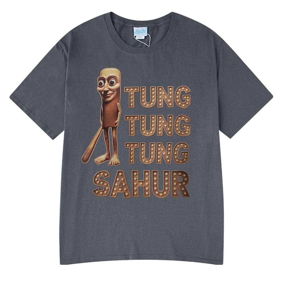 Tung Tung Tung Sahur Lustiges Italienisches Gehirnfäule Baseballschläger Meme T-Shirt Unisex Kleidung Mode T-Shirts Unisex Sommer Rundhals T-Shirt