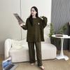 Women's Plus Size Cotton Pajama Set - Autumn Casual & Comfortable, Wearable Outdoors